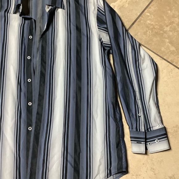 🍒 SHIRT BUTTON DOWN STRIPED BLUE MEN TOMMY BAHAMA ISLAND SOFT LONG SLEEVE GUY - Picture 3 of 10